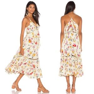 Free People Page of Gold Maxi Dress in Green Combo